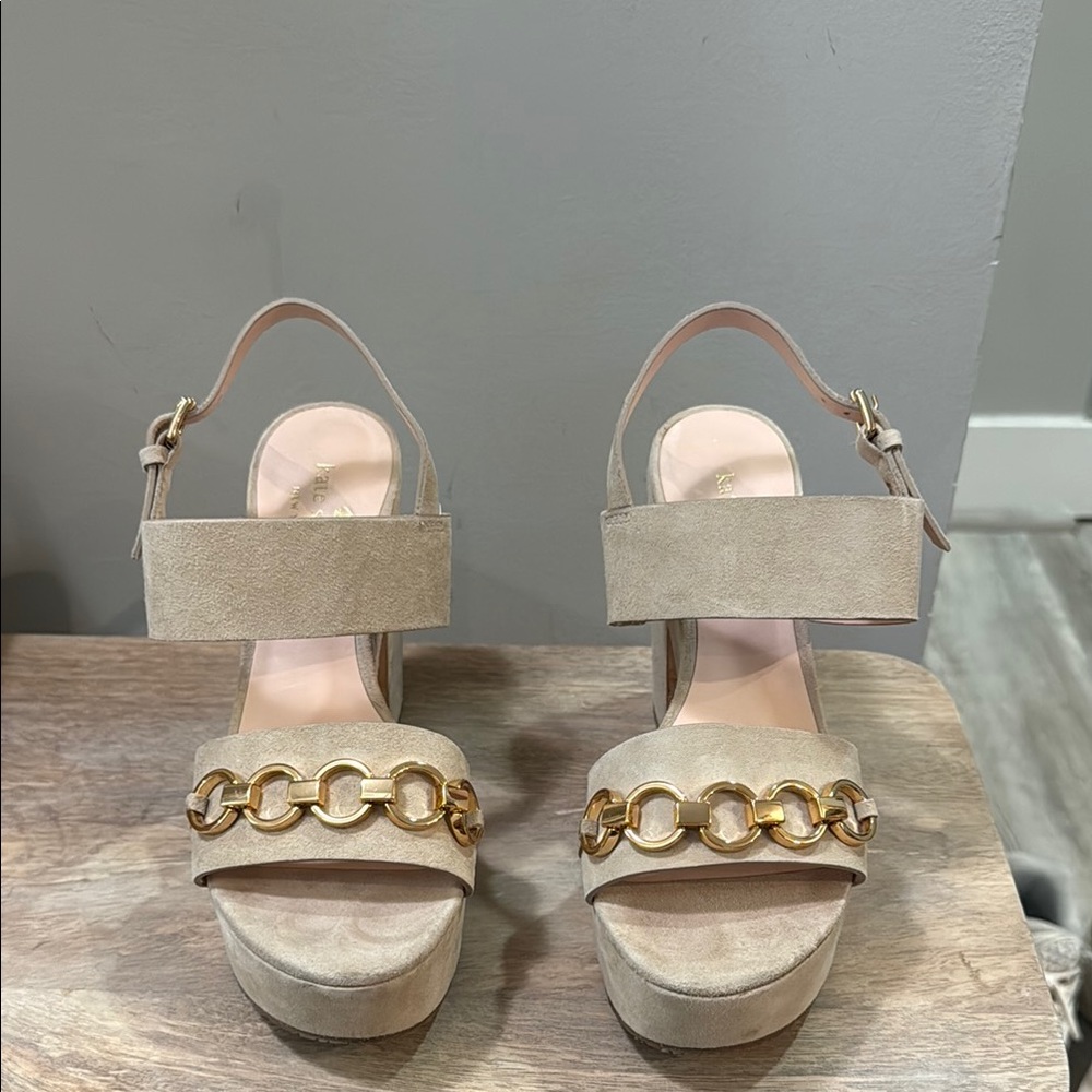 Kate Spade Cream and Gold Platform Sandals